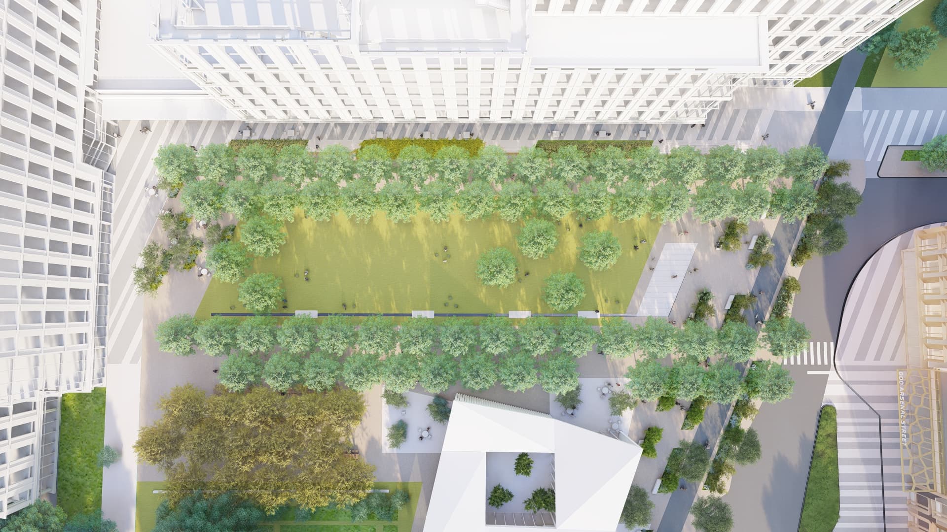 3d render of Watertown Mall project from above